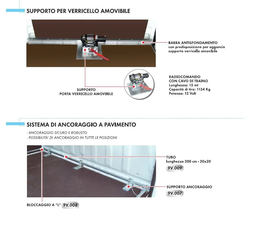 Rampa di carico in alluminio realizzato su Hyundai H350 per carico su furgoni per trasporto di macchinari